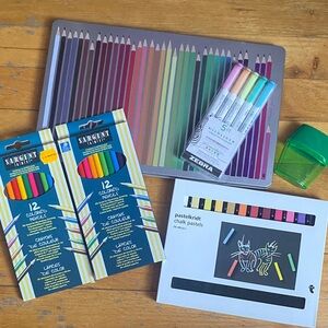 Set of Art Supplies (Colored Pencils, Chalk Pastels, Markers)